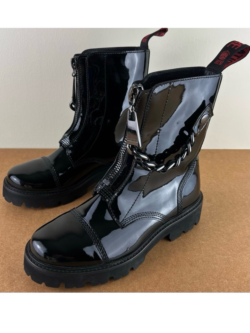 NEW ZADIG & VOLTAIRE BLACK PATENT LEATHER BOOTS - Picture 9 of 12